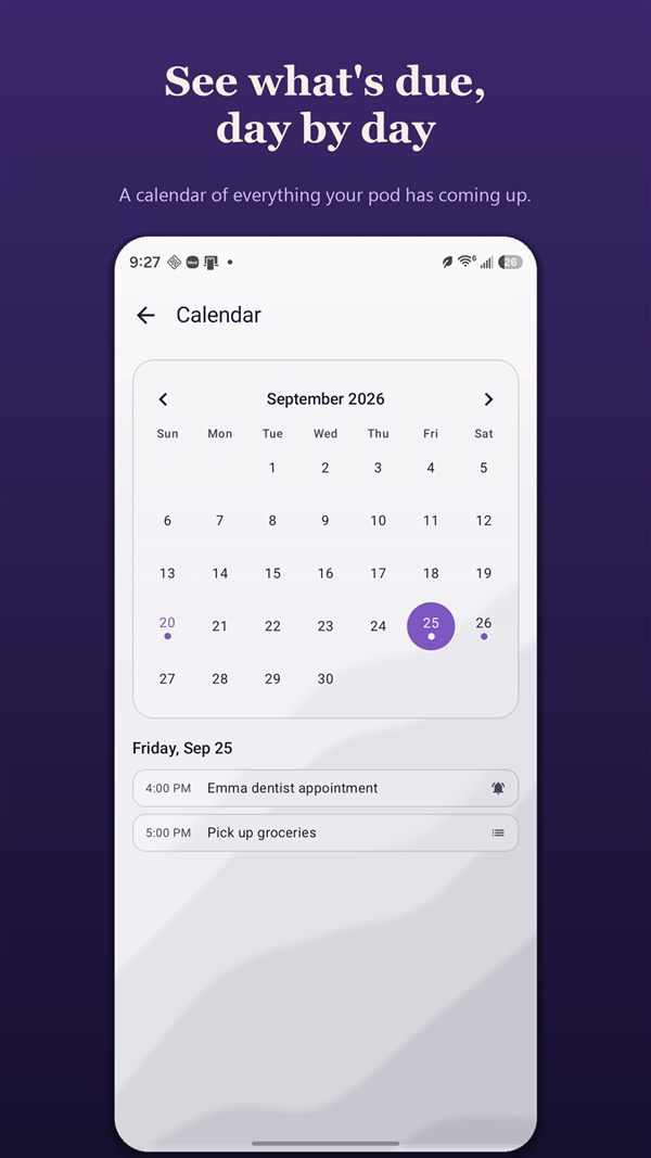 Calendar view of everything due